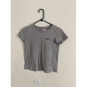 HM Divided NASA Graphic Tee Heather Gray Short Sleeve Crewneck Top XS